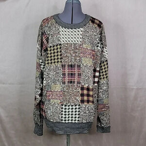TSR‎ Men's Patchwork Grandpa Sweater Medium